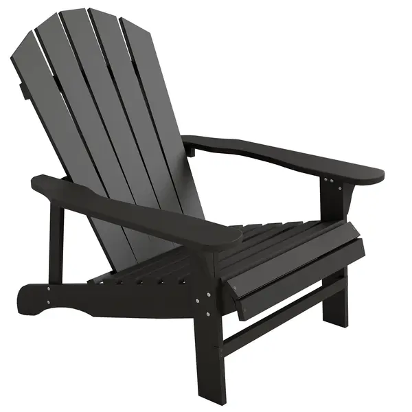 Outsunny Scaun Adirondack rezistent la intemperii din lemn pentru exterior, scaun de grădină cu spătar înalt și cotiere | Aosom Romania