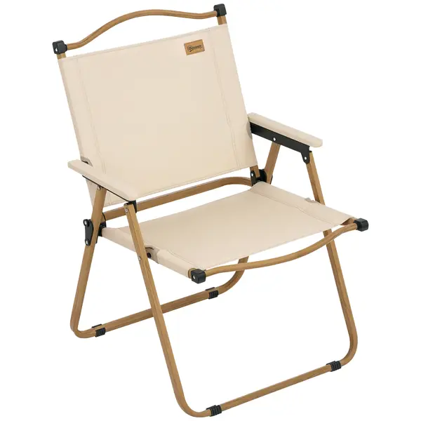 Outsunny Scaun de camping scaun de pescuit pliabil cu brate tesatura Oxford si structura otel 54 x 59 x 78 cm Kaki | Aosom Romania