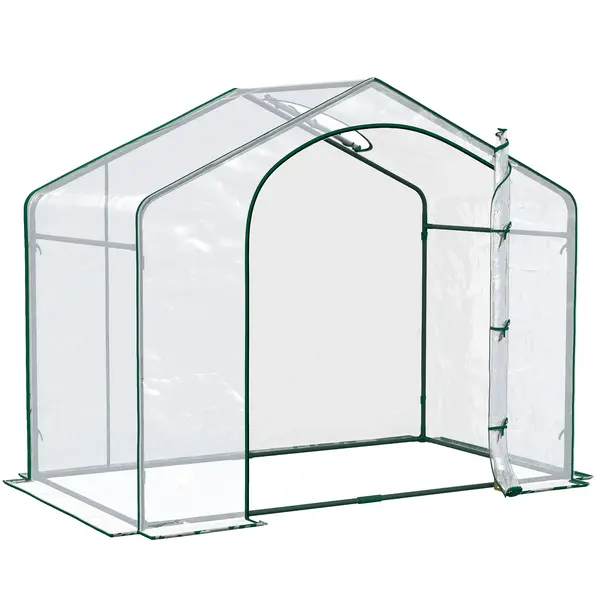 Outsunny Sera Cabina Portabila 6' x 3' x 6', Folie PE, Sera de Gradina cu Cadru de Otel, Usa cu Fermoar, Aerisire Superioara, pentru Flori, Legume, Puieti, Plante Tropicale, Verde | Aosom Romania