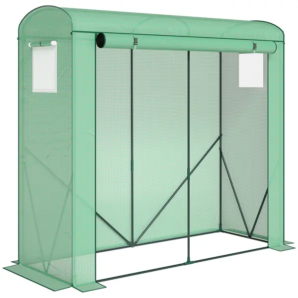Outsunny Seră cu ferestre cu plasă și ușă rulantă, seră cu folie și cadru din oțel 200 x 75 x 188 cm Verde | Aosom Romania