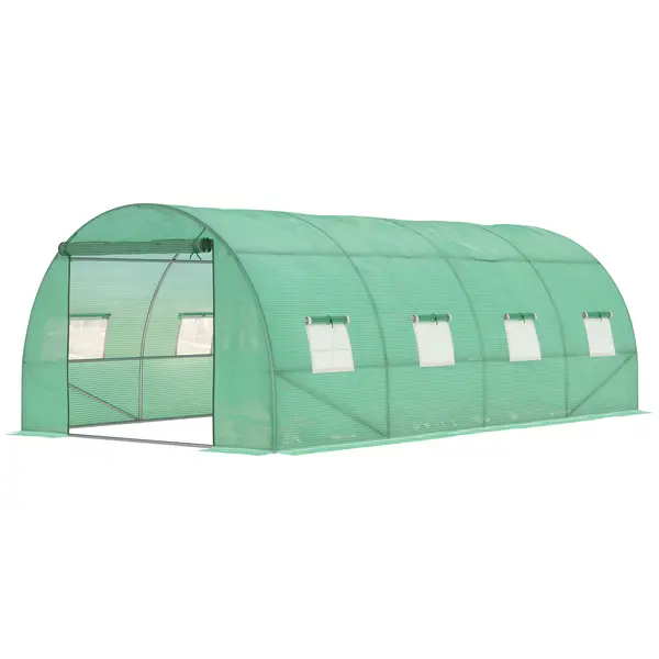 Outsunny Seră cu folie, seră walk-in, tunel din folie, seră, plastic, oțel, verde | Aosom Romania