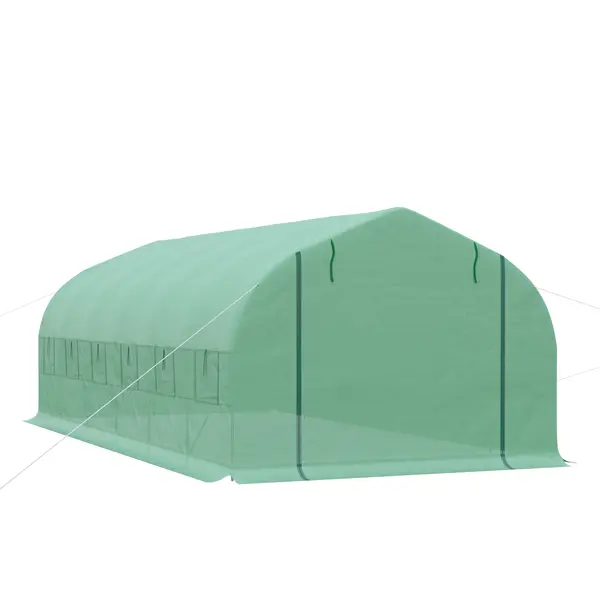 Outsunny Seră de exterior - Seră tip tunel 6x3x2 m, seră mare de grădină cu 12 ferestre și ușă rulabilă cu fermoar, cadru din metal pentru cultivarea plantelor, verde | Aosom Romania