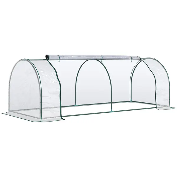 Outsunny Sera de gradina, cadru din otel, PVC, Verde si transparent 250x100x80cm | Aosom Romania