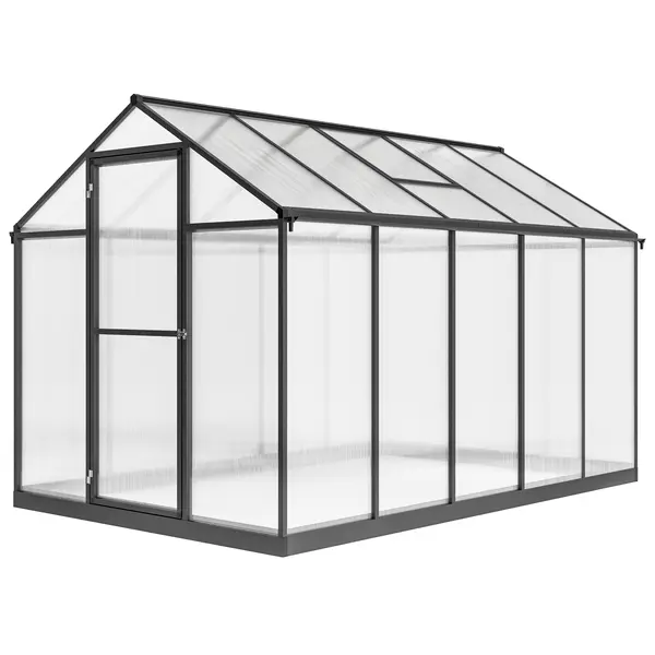 Outsunny Seră de grădină din aluminiu și policarbonat, cu ferestre superioare reglabile 303x183x195cm transparent | Aosom Romania