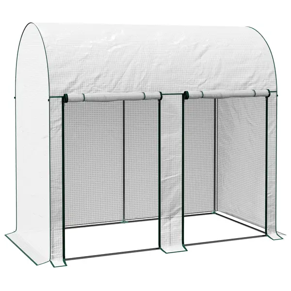 Outsunny Seră de Grădină, Seră pentru Plante cu 2 Uși Batante Rulante, Acoperire PE, Anti-UV, 2x1x1,78 m, Alb | Aosom Romania