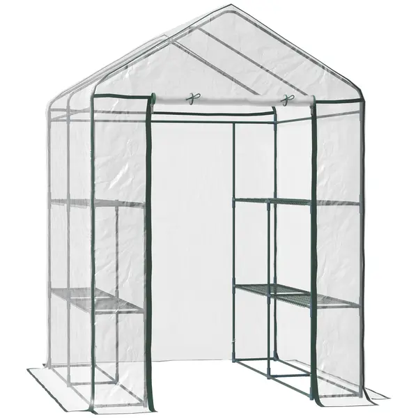 Outsunny sera de gradina, sera pentru plante, legume, fructe 143x143x195cm, transparenta | Aosom Romania