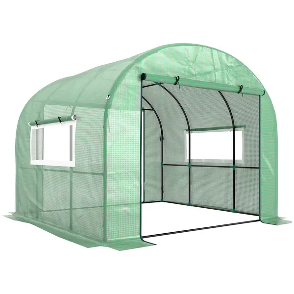 Outsunny Seră Tip Tunel 300 x 300cm Walk-In - Verde | Aosom Romania