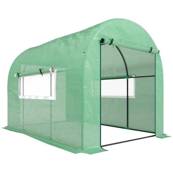 Outsunny Seră tip Tunel Walk-In 300 x 200 cm - Verde | Aosom Romania