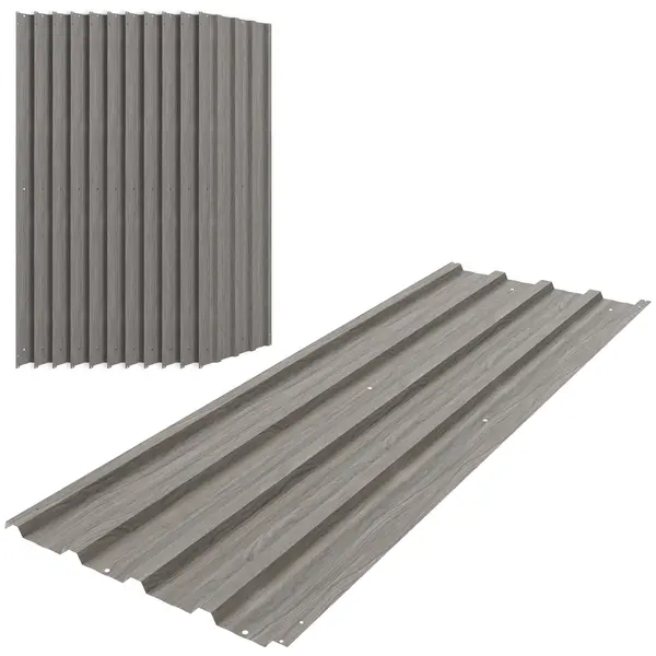 Outsunny Set 12 Panouri de Schimb 129x45 cm pentru Căsuțe de Grădină din Oțel Galvanizat Gri | Aosom Romania