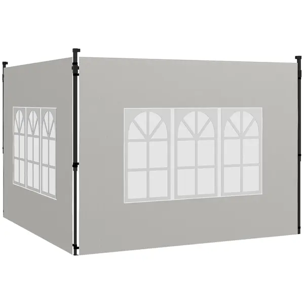 Outsunny Set 2 Pereți Laterali pentru Chioșcuri, Foi Foișor cu Ferestre din PE și Plastic, 3x3 m sau 3x6 m, Alb | Aosom Romania