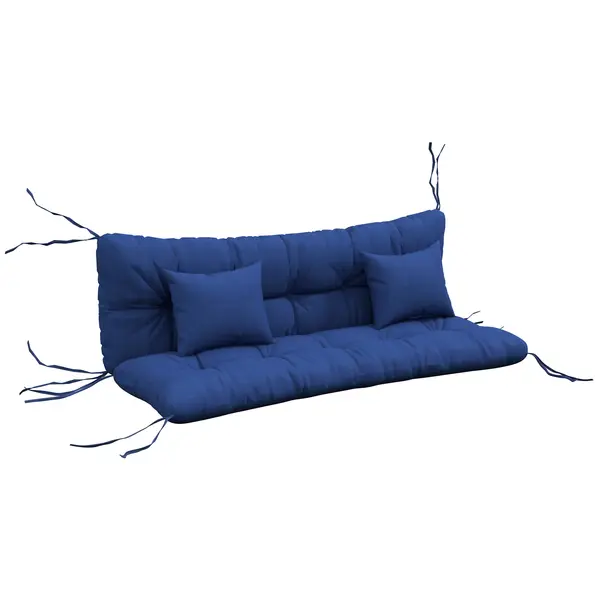 Outsunny Set 4 perne de șezut, 150x50 cm rezistente la apă, perne scaun cu benzi de prindere, 10cm grosime, Marine | Aosom Romania