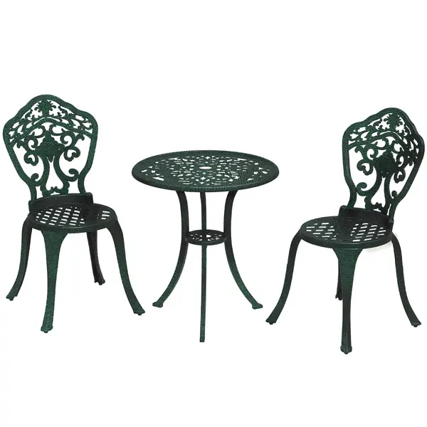 Outsunny Set bistrot pentru grădină din aluminiu, mobilier grădină 3 piese 2 scaune + masă rotundă imitație fier forjat | Aosom Romania