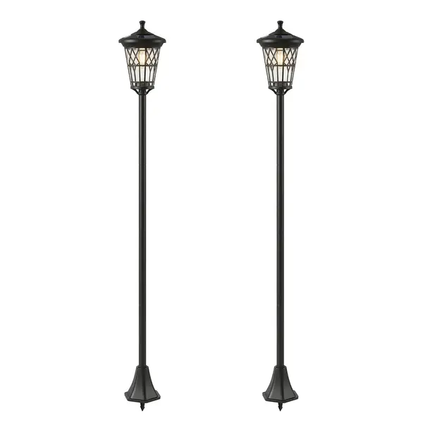 Outsunny Set de 2 Felinare Solare de Grădină 1.86 m, Lămpi de Exterior din Oțel Inoxidabil cu Înălțime Reglabilă, 2 Moduri de Lumină, IP44 Impermeabil pentru Terasă Curte Alei | Aosom Romania