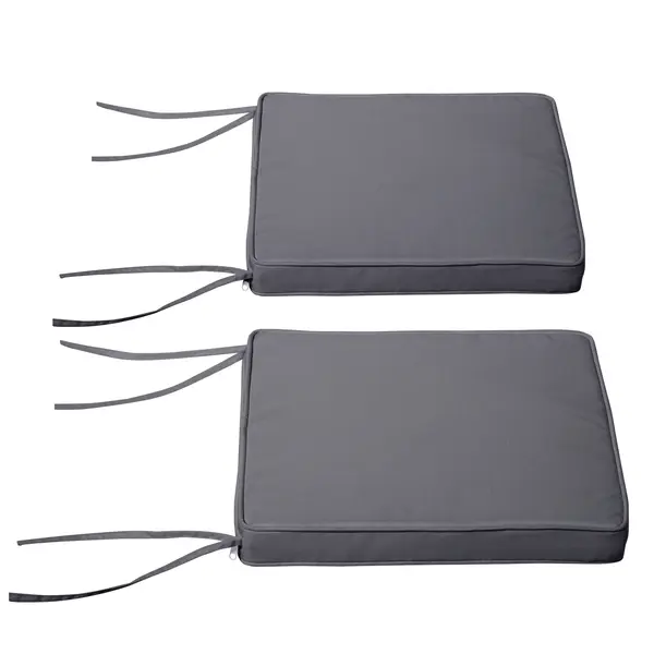 Outsunny Set de 2 perne pentru fotolii de grădină Pernă pentru scaun de exterior Perne de șezut detasabile Umplutură de 5 cm Tesatura de poliester dim. 45L x 45l cm Gri închis | Aosom Romania
