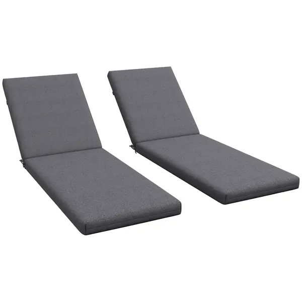 Outsunny Set de 2 Perne pentru Șezut și Spătar, Înlocuire Perne pentru Scaune de Patio, Perne cu Șnururi pentru Interior și Exterior, Gri | Aosom Romania