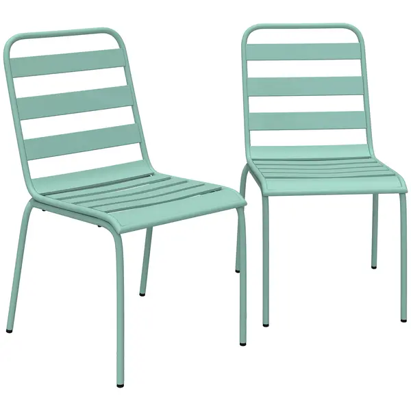 Outsunny Set de 2 Scaune de Grădină Empilabile din Metal pentru Terasă, Balcon, Grădină, Verde | Aosom Romania