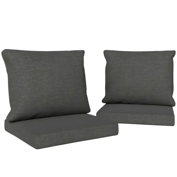 Outsunny Set de 4 perne pentru scaune de exterior, perne de grădină, huse detașabile și lavabile, pentru exterior, gri închis | Aosom Romania