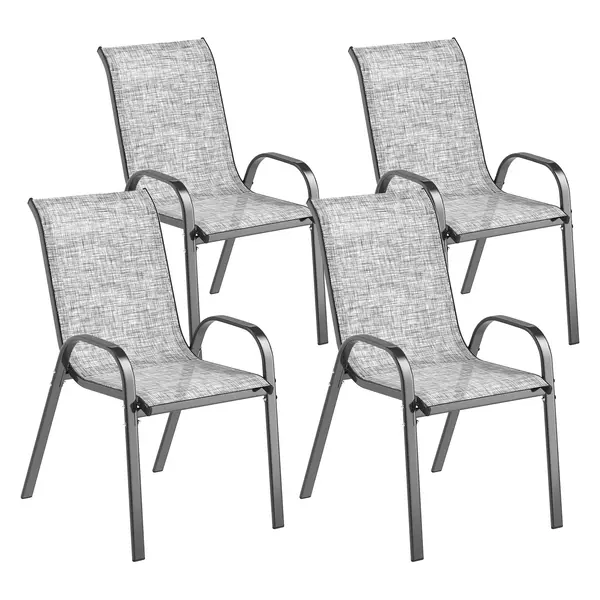 Outsunny Set de 4 Scaune Suprapozabile cu Spătar Înalt și șezut din Plasă, 54x71x93 cm, Negru | Aosom Romania