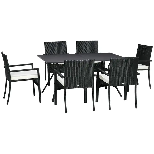 Outsunny Set de 7 Piese din Ratan pentru Luat Masa, Set de Mese | Aosom Romania
