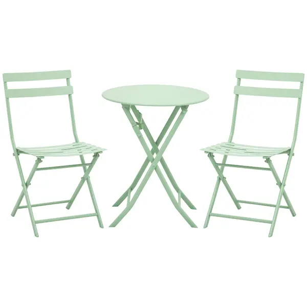 Outsunny Set de Mobilier de Grădină pentru 2 Persoane Masă Bistrou cu 2 Scaune pentru Curte Grădină Pliabil Verde | Aosom Romania