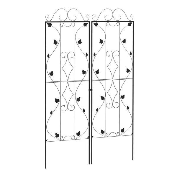 Outsunny Spalier din oțel set 2 buc. pentru înfigere, rezistent la rugină, suport cu frunze 50 x 181 cm Negru | Aosom Romania