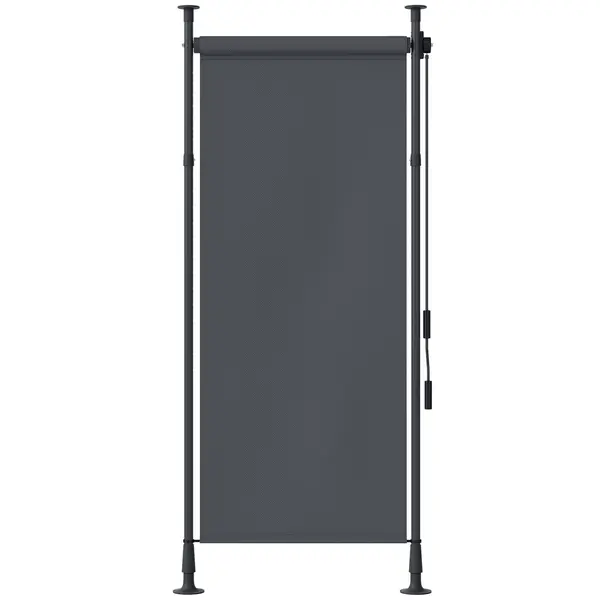Outsunny Stor manual retractabil pe picior lungime reglabilă manivelă instalare fără găurire metal aluminiu poliester gri închis | Aosom Romania