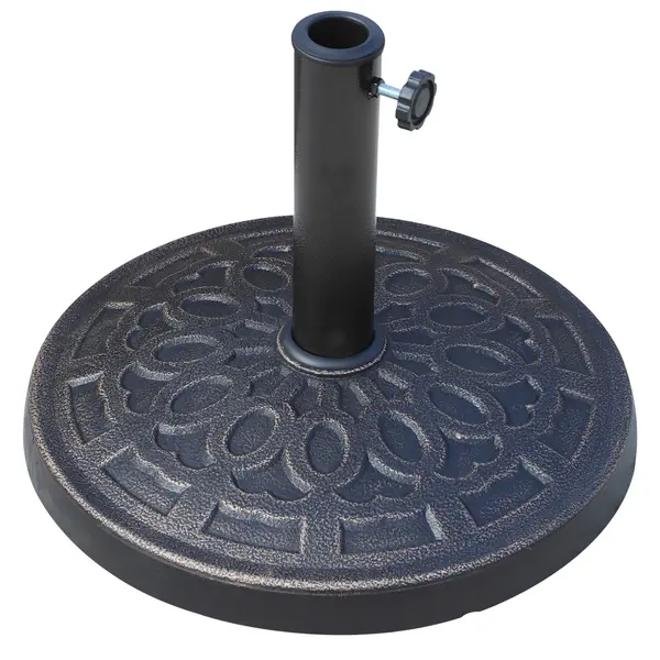 Outsunny Suport Umbrelă de Soare Rotund, Rășină Rezistentă, Bronz, Design Elegant, Φ44x33cm | Aosom Romania
