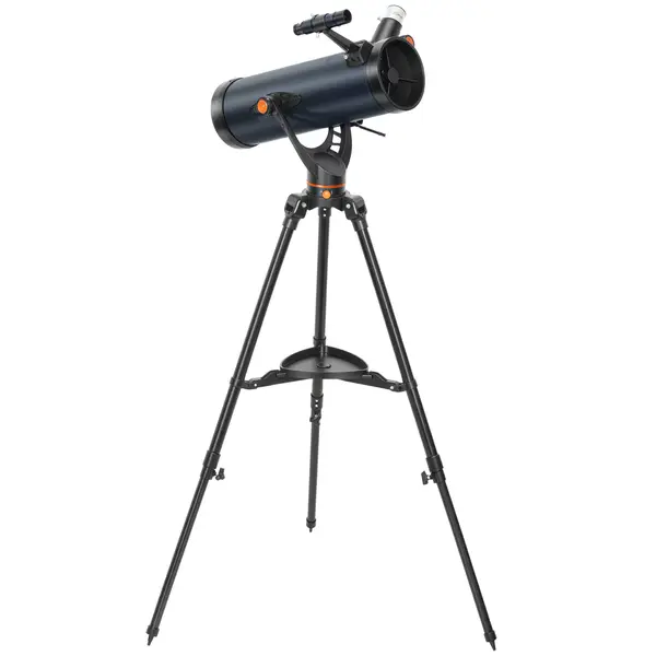 Outsunny Telescop reflector, obiectiv 114 mm, 2 oculare, lunetă de căutare, aluminiu, albastru închis | Aosom Romania