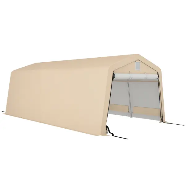 Outsunny Tenta garaj carport dim. 6,2L x 3,3l x 2,4H m oțel galvanizat robust PE de înaltă densitate 150 g/m² impermeabil anti-UV | Aosom Romania