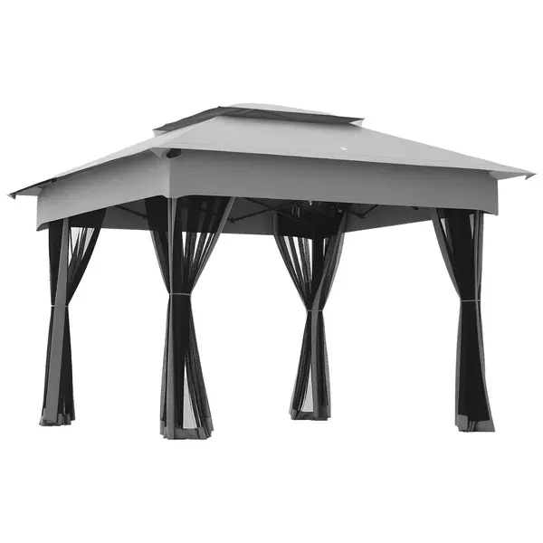 Outsunny Tonelă Barnum de Grădină Pop-up Extensibil Oțel Poliester impermeabilizat Anti UV plase de țânțari și Sac de Transport | Aosom Romania