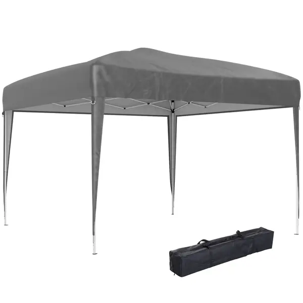 Outsunny Tonelă pop-up barnum de grădină pliabil anti-UV + sac de transport oțel Oxford 2,95 x 2,95 x 2,55 m gri | Aosom Romania
