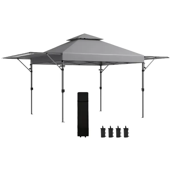 Outsunny Tonelă pop-up pentru grădină Pliantă 5 x 3 m, țesătură Oxford cu 2 pereți reglabili, sac de transport cu roți inclus | Aosom Romania