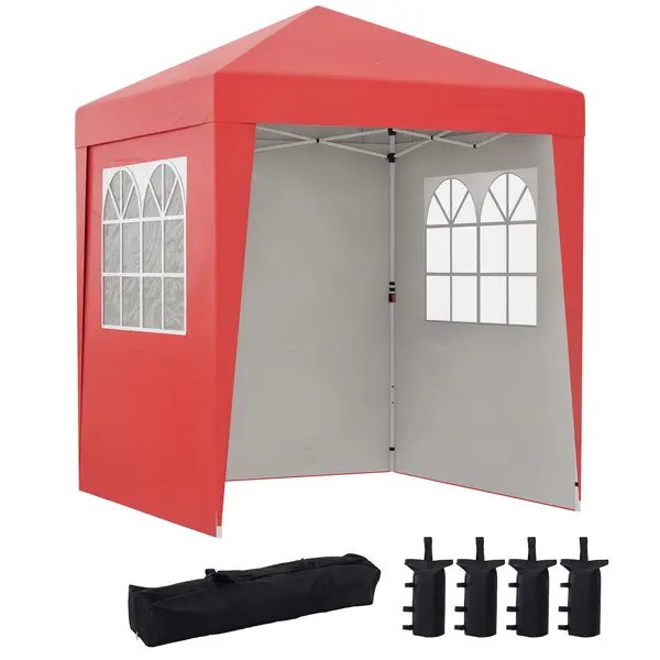 Outsunny Tonnelle barnum de grădină pop-up pliabil reglabil în înălțime protecție UV 30+ 3 părți laterale rouge | Aosom Romania