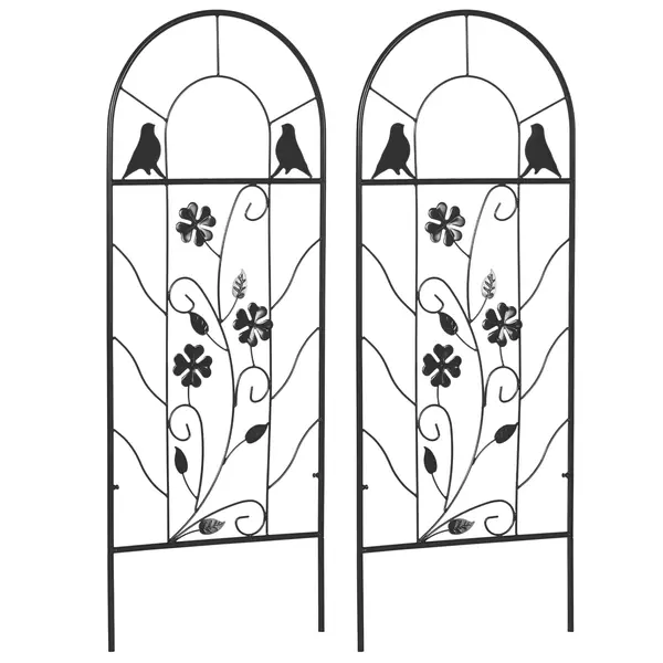 Outsunny Treillis de jardin lot de 2 suport pentru plante agatatoare din metal - 38 x 98 cm negru | Aosom Romania