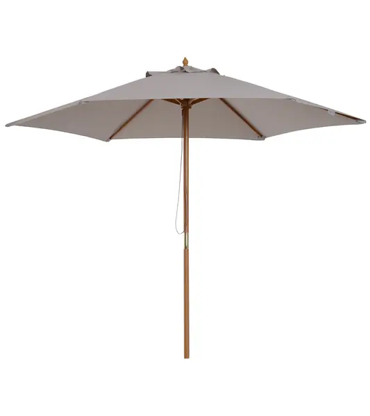 Outsunny Umbrelă de Grădină 2.5x2.3m Parasolar cu 6 Nervuri din Lemn și Poliester Crem | Aosom Romania