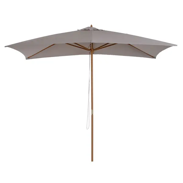 Outsunny Umbrelă de Grădină 2x3m Parasolar Impermeabil din Lemn Lacuit cu Copertină Detașabilă Gri | Aosom Romania
