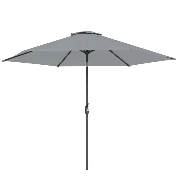 Outsunny Umbrelă de Grădină 3x3 m Înclinabilă cu Deschidere prin Manivelă, Umbrelă de Exterior cu Husă, Anti-UV 30+ din Metal și Poliester 180 g/㎡, Gri | Aosom Romania