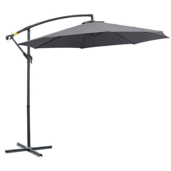 Outsunny Umbrelă de Grădină Deluxe cu Braț Inclinabil și Manivelă, Diametru 3m, Protecție UV, Ideală pentru Patio, Bej | Aosom Romania