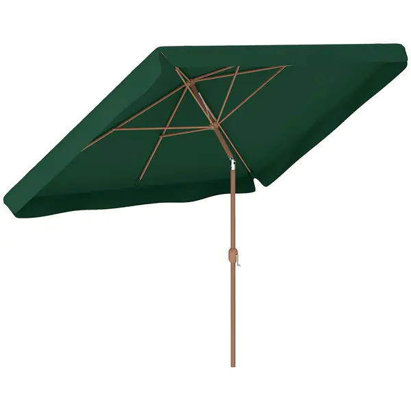 Outsunny Umbrelă de Grădină Înclinabilă cu Deschidere cu Manivelă, și Orificiu de Ventilație, 300x200x235 cm, Verde Închis | Aosom Romania