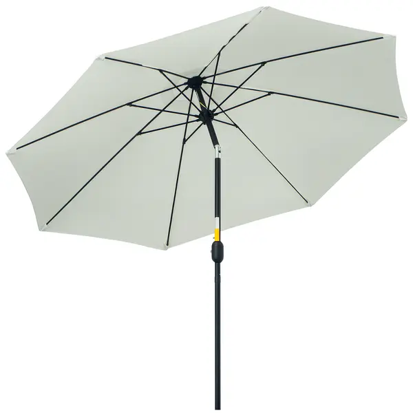 Outsunny Umbrelă de Grădină Înclinabilă pe 3 Unghiuri cu Manivelă, Ø265x240 cm, Alb Crem | Aosom Romania