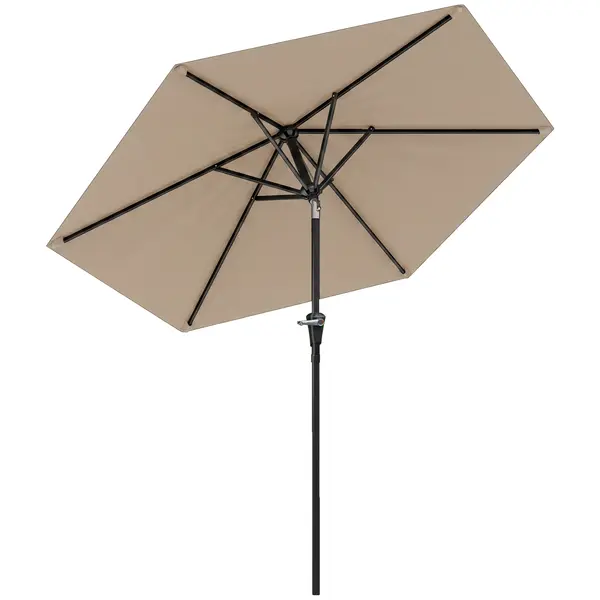 Outsunny Umbrelă de Grădină Înclinabilă, pentru Terasă cu Deschidere cu Manivelă, Kaki, 2.3x2 m | Aosom Romania