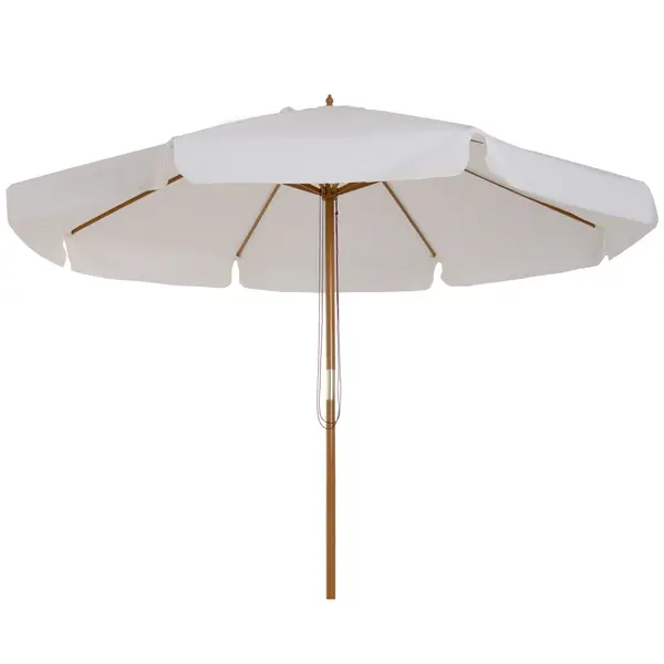 Outsunny Umbrelă de Grădină Reglabilă, Baldachin Dublu, 8 Stinghii Bambus, Poliester, Ø325x250cm, Crem | Aosom Romania