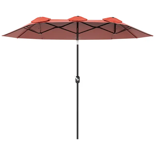 Outsunny Umbrela de soare de gradina basculabila dubla cu deschidere cu manivela, 295x152x222cm, rosu | Aosom Romania