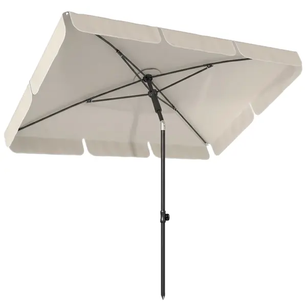 Outsunny Umbrelă dreptunghiulară de exterior cu manivelă, înclinare reglabilă, bej | Aosom Romania