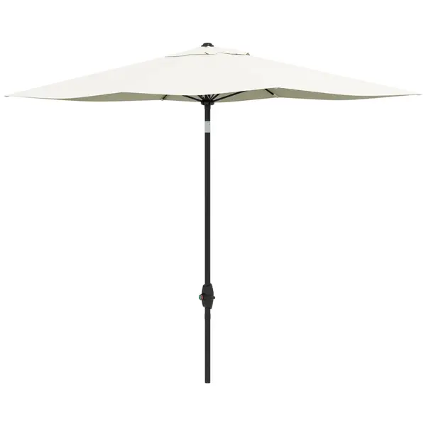 Outsunny Umbrelă Dreptunghiulară pentru Grădină, Protecție UV 50+, Deschidere cu Manivelă, Inclinare Ajustabilă, 200x300cm, Bej | Aosom Romania