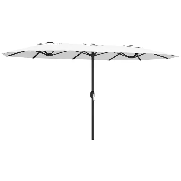 Outsunny Umbrelă Dublă de Grădină 4.6x2.7 m, Umbrelă de Exterior cu Manivelă, Husă Protectoare, 12 Spițe, Anti UV 50+, pentru Terasă Balcon Piscină Grădină, Alb | Aosom Romania