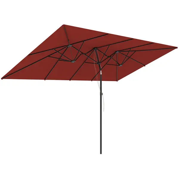 Outsunny Umbrelă mare de soare, reglabilă pe înălțime, înclinabilă, 150x295x170-214 cm, Vișiniu | Aosom Romania