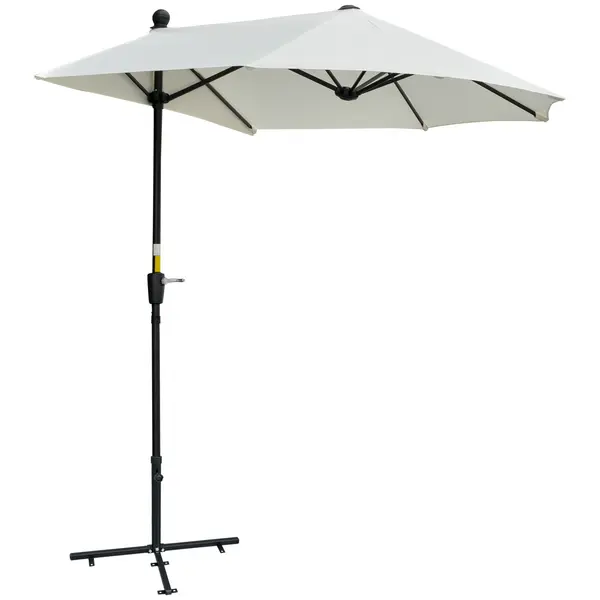 Outsunny Umbrelă Semicirculară Dublă de Perete cu Deschidere cu Manivelă și Suport în Cruce, 200x190x240 cm, Crem | Aosom Romania