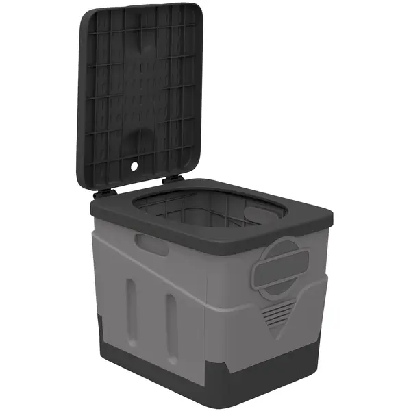 Outsunny WC Portabil de Camping cu 12 Pachete de Coagulant și 12 Pungi de Eliminare, 34x29x20 cm, Gri Închis | Aosom Romania