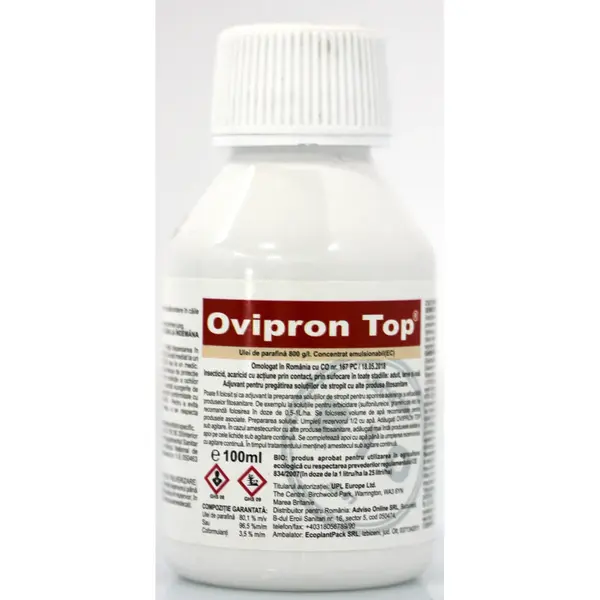 Ovipron Top 100 ml ulei horticol cu efect insecticid acaricid de contact, ulei de parafina, UPL (cais, cires, mar, nectarin, par, piersic, prun, vita de vie) - Default Title
